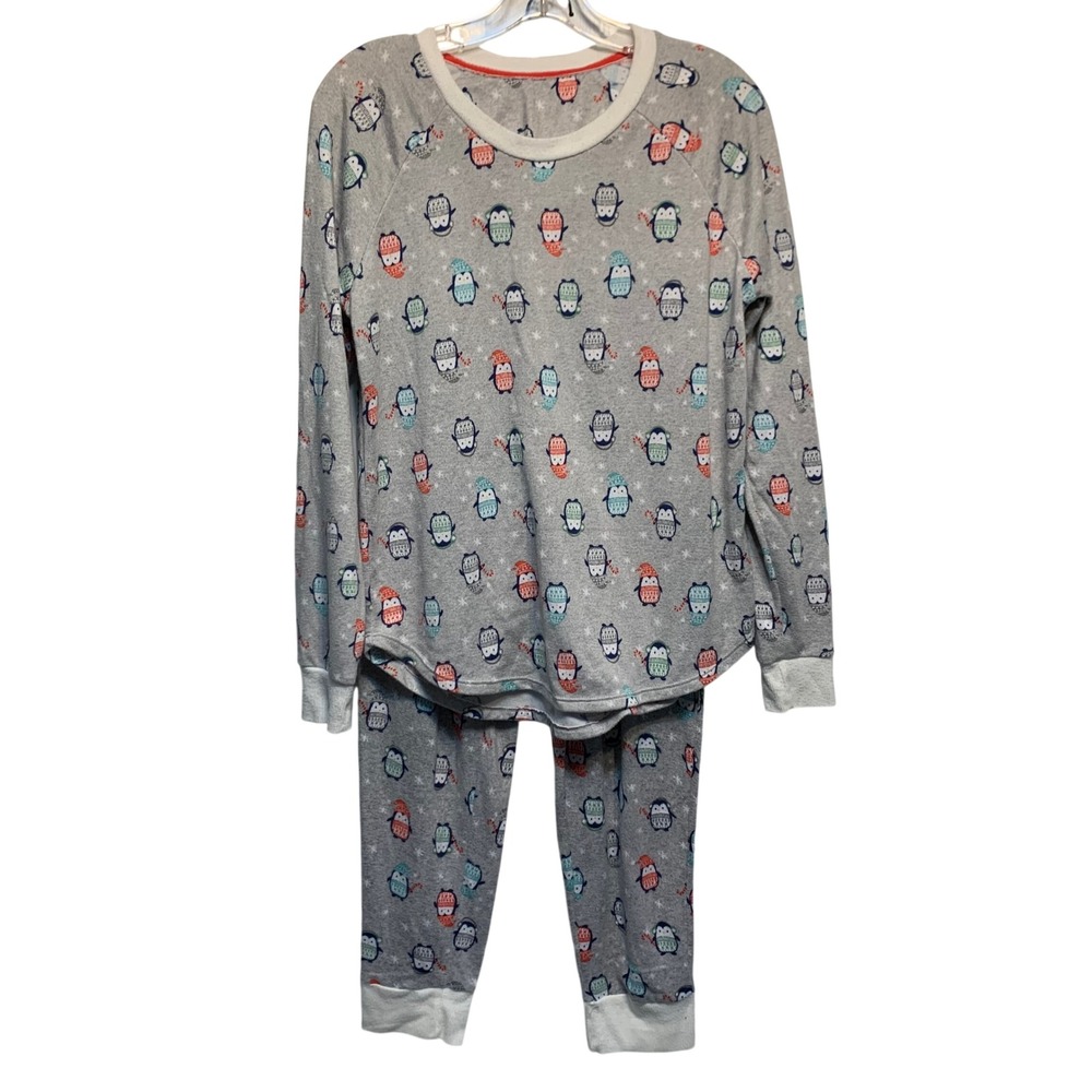 Cuddl Duds Christmas Pajama Set Small Penguin Print Long Sleeve Jogger 2pc PJs